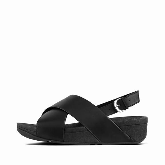 FitFlop Dámská Páskové Sandály Černé - LULU Criss Cross Kůže CZ-56274